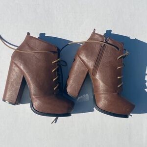 Charlotte Russe Brown Lace-Up Ankle Booties